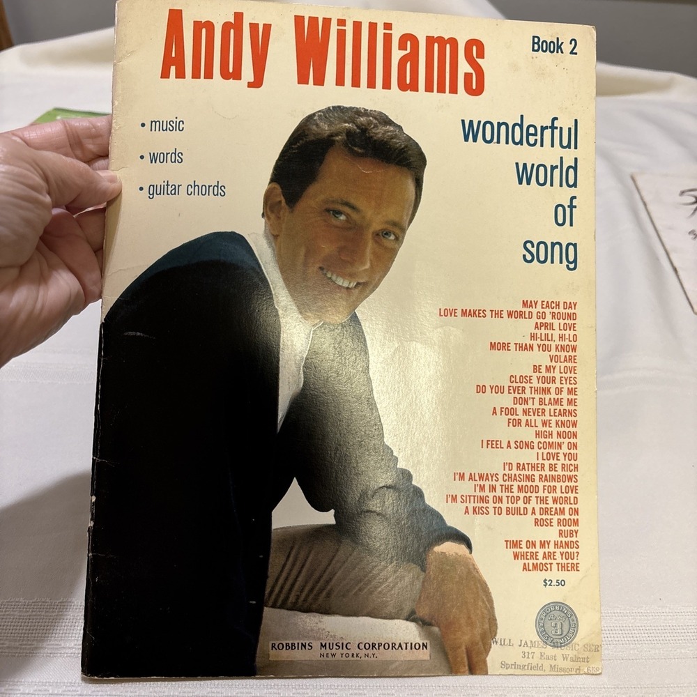 Andy Williams Book 2 Wonderful World of Song Robbins Music Guitar Chords 1965